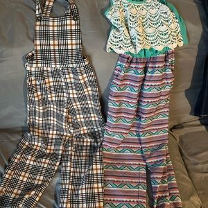 Chic Kids' Black and White Plaid Jumpsuit